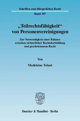 Tolani |  "Teilrechtsfähigkeit" von Personenvereinigungen. | eBook | Sack Fachmedien