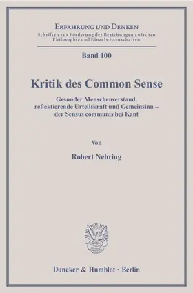 Nehring |  Kritik des Common Sense | eBook | Sack Fachmedien
