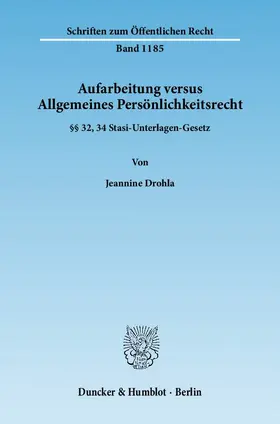 Drohla | Aufarbeitung versus Allgemeines Persönlichkeitsrecht | E-Book | sack.de