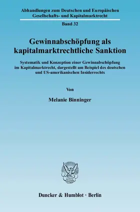 Binninger |  Gewinnabschöpfung als kapitalmarktrechtliche Sanktion. | eBook | Sack Fachmedien