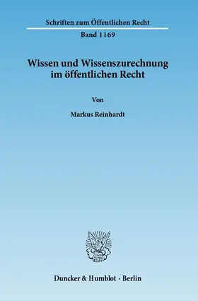 Reinhardt |  Wissen und Wissenszurechnung im öffentlichen Recht | eBook | Sack Fachmedien