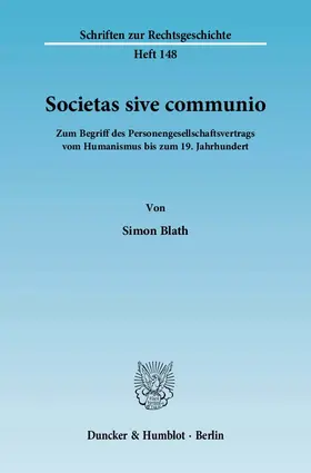 Blath |  Societas sive communio. | eBook | Sack Fachmedien