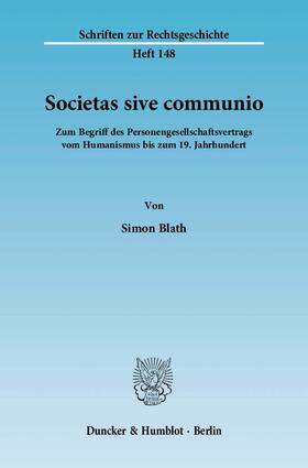 Blath | Societas sive communio. | E-Book | sack.de