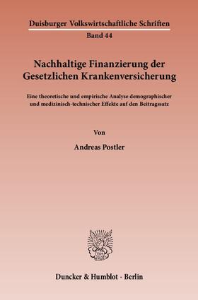 Postler | Nachhaltige Finanzierung der Gesetzlichen Krankenversicherung | E-Book | sack.de