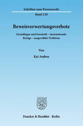 Ambos |  Beweisverwertungsverbote | eBook | Sack Fachmedien