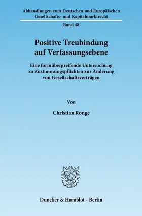 Ronge |  Positive Treubindung auf Verfassungsebene | eBook | Sack Fachmedien