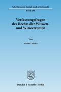 Mielke |  Verfassungsfragen des Rechts der Witwen- und Witwerrenten | eBook | Sack Fachmedien