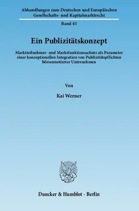 Werner |  Ein Publizitätskonzept | eBook | Sack Fachmedien