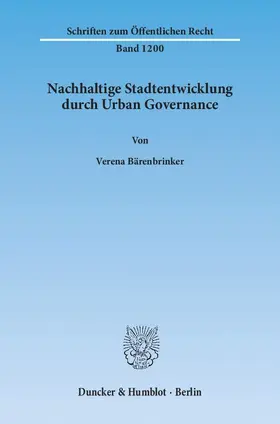 Bärenbrinker |  Nachhaltige Stadtentwicklung durch Urban Governance | eBook | Sack Fachmedien