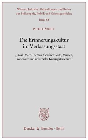 Häberle | Die Erinnerungskultur im Verfassungsstaat | E-Book | sack.de