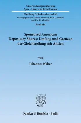 Weber |  Sponsored American Depositary Shares: Umfang und Grenzen der Gleichstellung mit Aktien | eBook | Sack Fachmedien