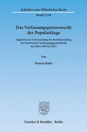 Bohn | Das Verfassungsprozessrecht der Popularklage | E-Book | www.sack.de