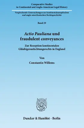 Willems |  Actio Pauliana und fraudulent conveyances. | eBook | Sack Fachmedien