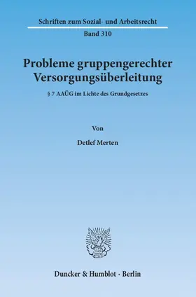 Merten |  Probleme gruppengerechter Versorgungsüberleitung. | eBook | Sack Fachmedien