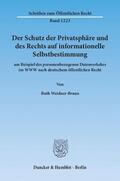 Weidner-Braun |  Der Schutz der Privatsphäre und des Rechts auf informationelle Selbstbestimmung | eBook | Sack Fachmedien