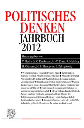 Gerhardt / Zehnpfennig / Kauffmann |  Politisches Denken. Jahrbuch 2012. | eBook | Sack Fachmedien
