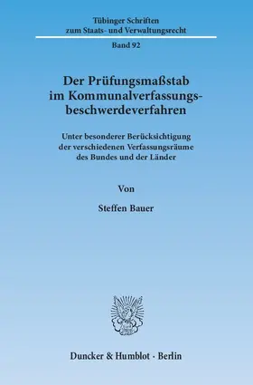 Bauer |  Der Prüfungsmaßstab im Kommunalverfassungsbeschwerdeverfahren | eBook | Sack Fachmedien