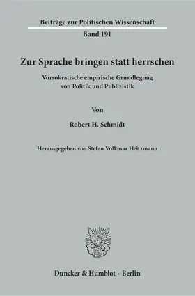 Schmidt / Heitzmann |  Zur Sprache bringen statt herrschen. | eBook | Sack Fachmedien