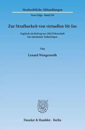 Wengenroth |  Zur Strafbarkeit von virtuellen Sit-Ins | eBook | Sack Fachmedien