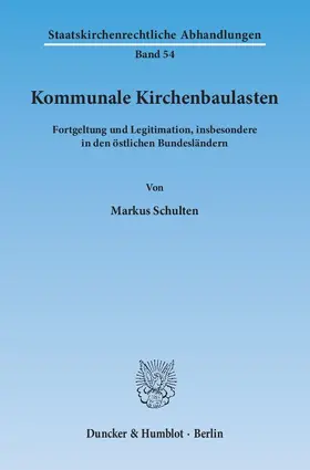 Schulten |  Kommunale Kirchenbaulasten | eBook | Sack Fachmedien