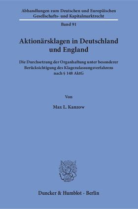 Kanzow |  Aktionärsklagen in Deutschland und England | eBook | Sack Fachmedien