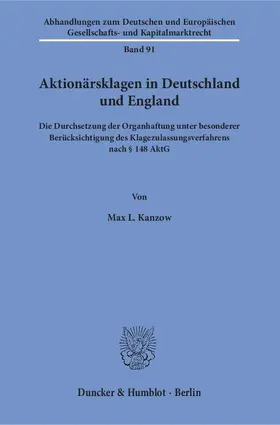 Kanzow |  Aktionärsklagen in Deutschland und England | eBook | Sack Fachmedien