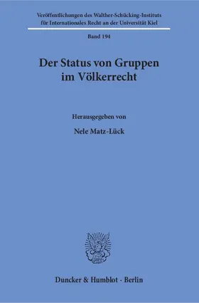 Matz-Lück |  Der Status von Gruppen im Völkerrecht | eBook | Sack Fachmedien