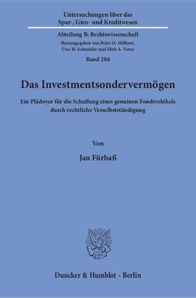 Fürbaß | Das Investmentsondervermögen | E-Book | sack.de