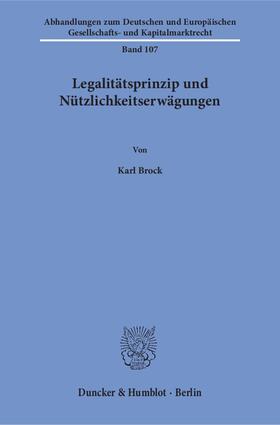 Brock |  Legalitätsprinzip und Nützlichkeitserwägungen | eBook | Sack Fachmedien