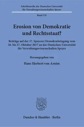 Arnim |  Erosion von Demokratie und Rechtsstaat? | eBook | Sack Fachmedien