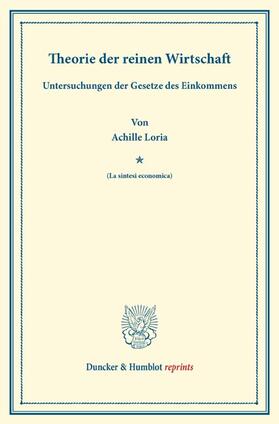 Loria | Theorie der reinen Wirtschaft. | E-Book | sack.de