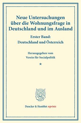 Neue Untersuchungen über die Wohnungsfrage in Deutschland und im Ausland. | E-Book | sack.de