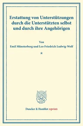Münsterberg / Ludwig-Wolf |  Erstattung von Unterstützungen durch die Unterstützten selbst und durch ihre Angehörigen. | eBook | Sack Fachmedien
