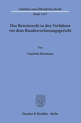 Bartmann | Das Beweisrecht in den Verfahren vor dem Bundesverfassungsgericht. | E-Book | sack.de
