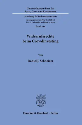 Schneider |  Widerrufsrechte beim Crowdinvesting. | eBook | Sack Fachmedien