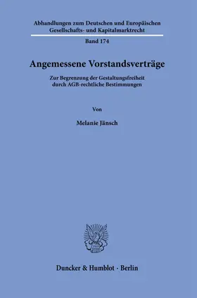 Jänsch |  Angemessene Vorstandsverträge. | eBook | Sack Fachmedien