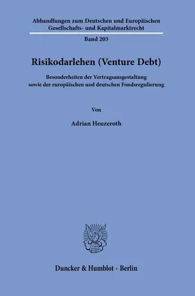 Heuzeroth |  Risikodarlehen (Venture Debt). | eBook | Sack Fachmedien