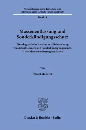 Mazurek | Massenentlassung und Sonderkündigungsschutz. | E-Book | sack.de