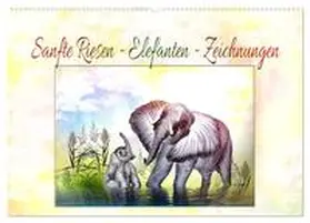 CALVENDO / Djeric |  Sanfte Riesen - Elefanten-Zeichnungen (Wandkalender 2025 DIN A2 quer), CALVENDO Monatskalender | Sonstiges |  Sack Fachmedien