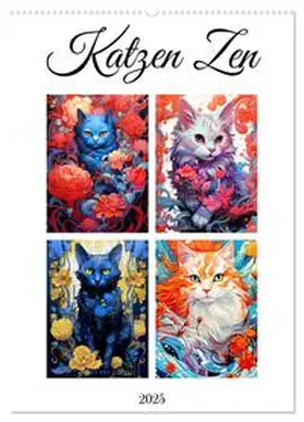 CALVENDO / Jaszke JBJart |  Katzen Zen (Wandkalender 2025 DIN A2 hoch), CALVENDO Monatskalender | Sonstiges |  Sack Fachmedien