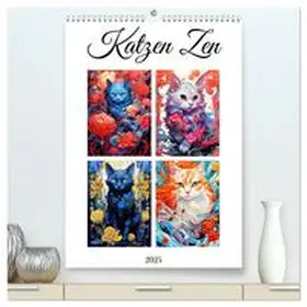 CALVENDO / Jaszke JBJart |  Katzen Zen (hochwertiger Premium Wandkalender 2025 DIN A2 hoch), Kunstdruck in Hochglanz | Sonstiges |  Sack Fachmedien