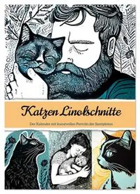 CALVENDO / Frost |  Katzen Linolschnitt - Der Kalender mit kunstvollen Porträts der Samtpfoten (Wandkalender 2025 DIN A2 hoch), CALVENDO Monatskalender | Sonstiges |  Sack Fachmedien