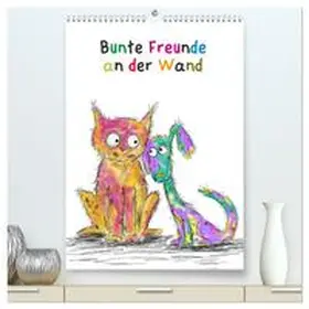 CALVENDO / Langenkamp |  Bunte Freunde an der Wand (hochwertiger Premium Wandkalender 2025 DIN A2 hoch), Kunstdruck in Hochglanz | Sonstiges |  Sack Fachmedien