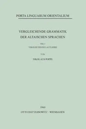 Poppe |  Vergleichende Grammatik der altaischen Sprachen | Buch |  Sack Fachmedien