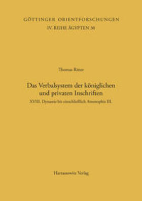 Ritter | Das Verbalsystem der königlichen und privaten Inschriften | Buch | 978-3-447-03600-9 | sack.de