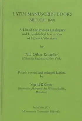 Kristeller / Krämer |  Latin Manuscript Books before 1600 | Buch |  Sack Fachmedien