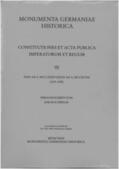 Schwalm |  Constitutiones et acta publica imperatorum et regum (1273-1298) | Buch |  Sack Fachmedien