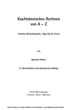 Weber |  Kaufmännisches Rechnen von A-Z | eBook | Sack Fachmedien