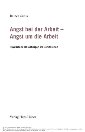 Gross |  Angst bei der Arbeit - Angst um die Arbeit | eBook | Sack Fachmedien