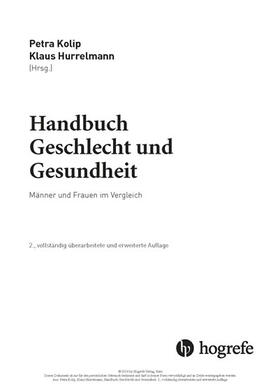 Kolip / Hurrelmann | Handbuch Geschlecht und Gesundheit | E-Book | sack.de
